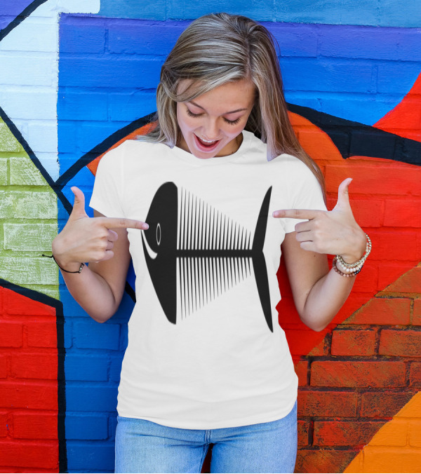 Black Sardine Bone Fish Skeleton T-Shirt