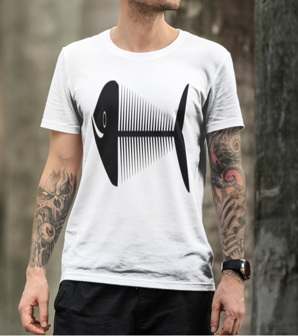 Black Sardine Bone Fish Skeleton T-Shirt