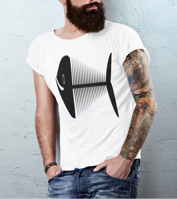 Black Sardine Bone Fish Skeleton T-Shirt