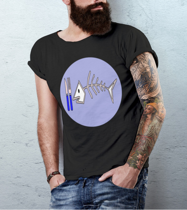 Fish Bones Food Fork Knife T-Shirt