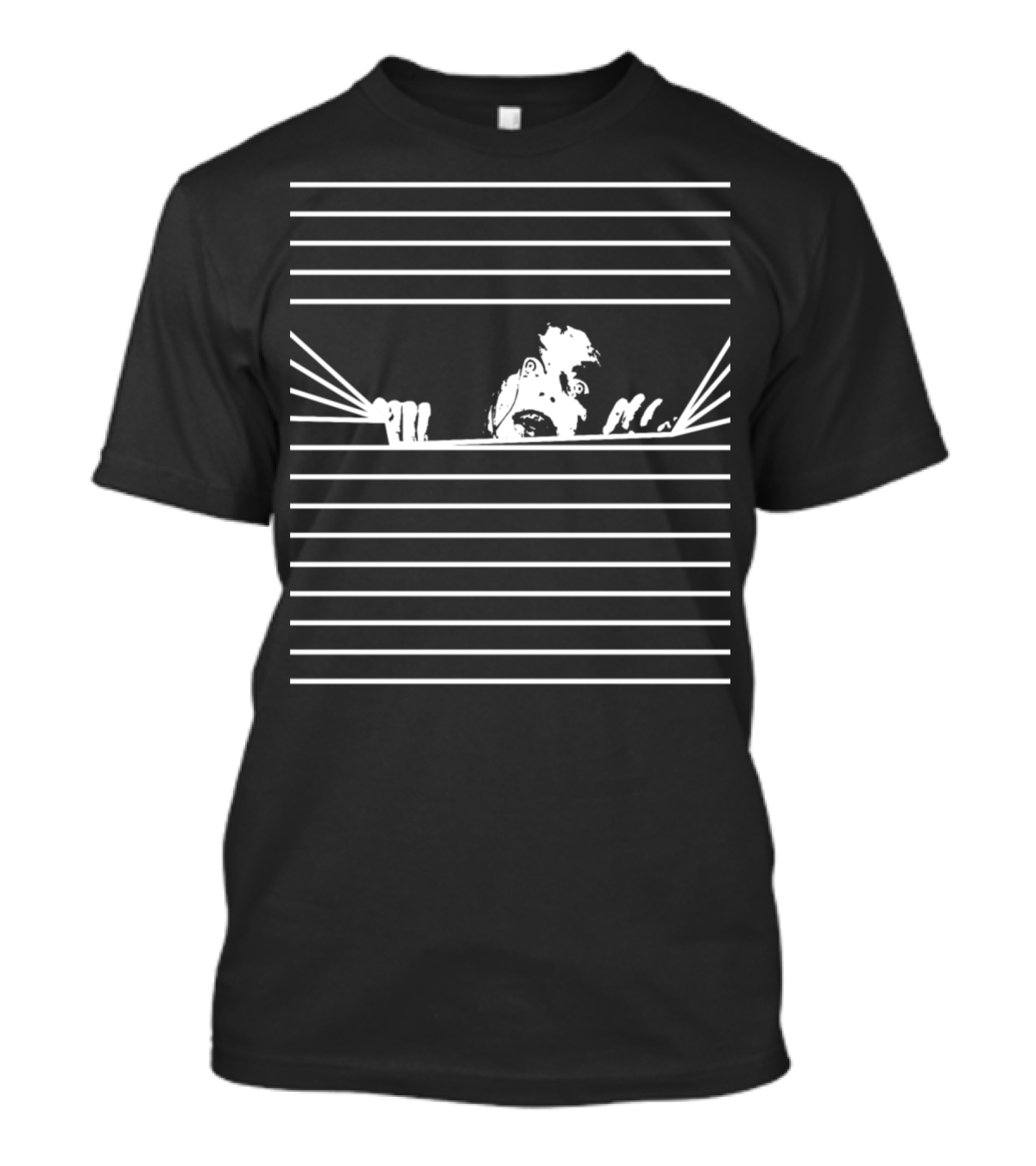 Evil Here Creepy Face Hiding Behind Lines T-Shirt