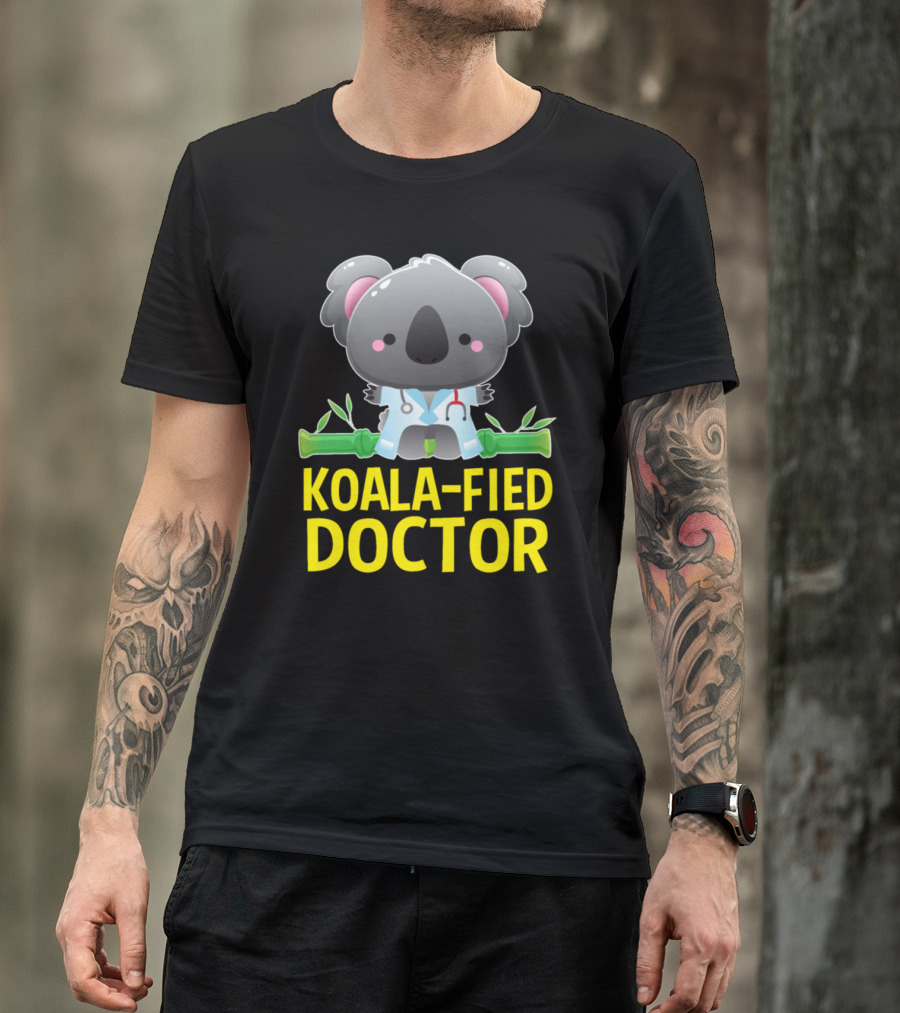 Koala-Fied Doctor Pun With Koala In Medical Attire On Bamboo T-Shirt