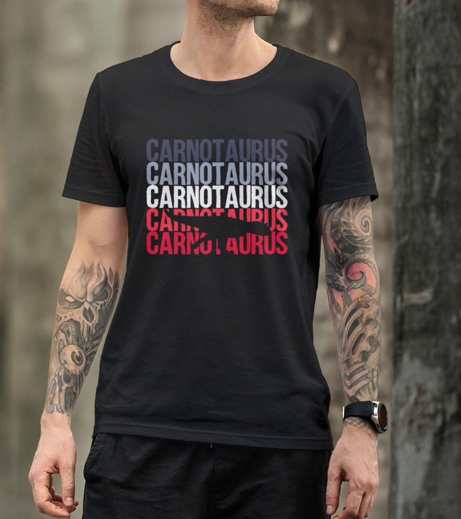 Carnotaurus Repeated Vintage Style Dinosaur T-Shirt