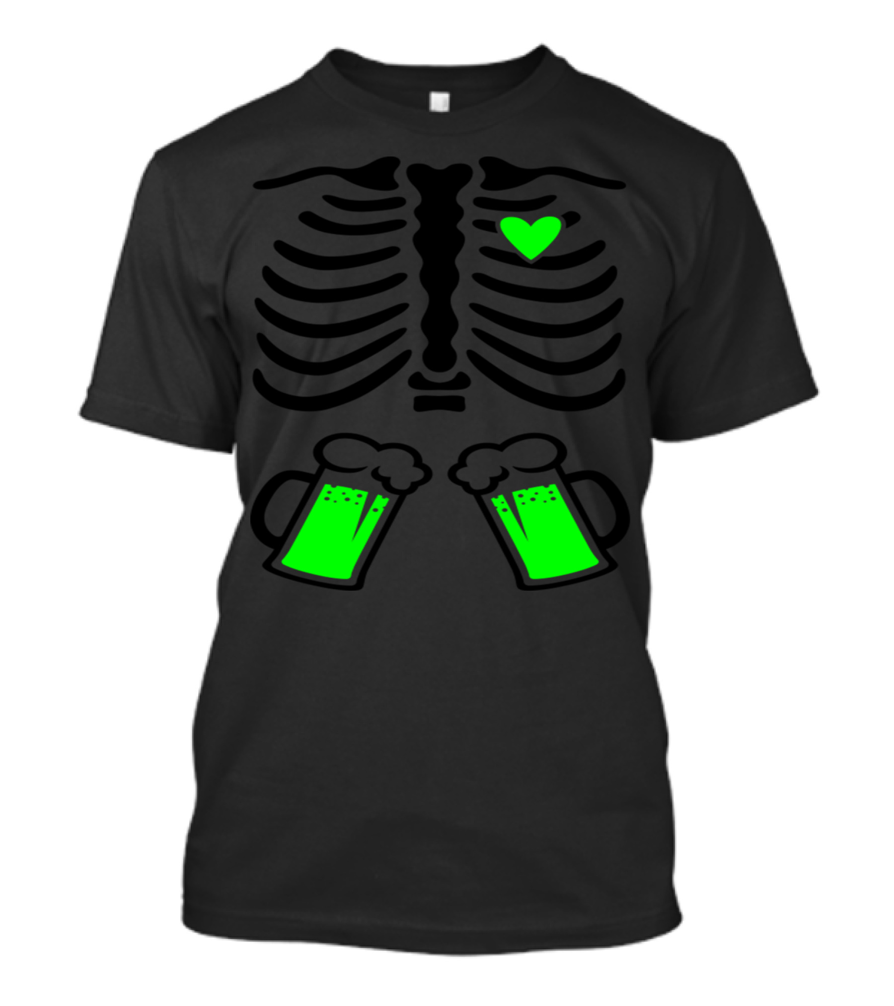 St. Patricks Ribcage Beer Heart And Green Mugs T-Shirt