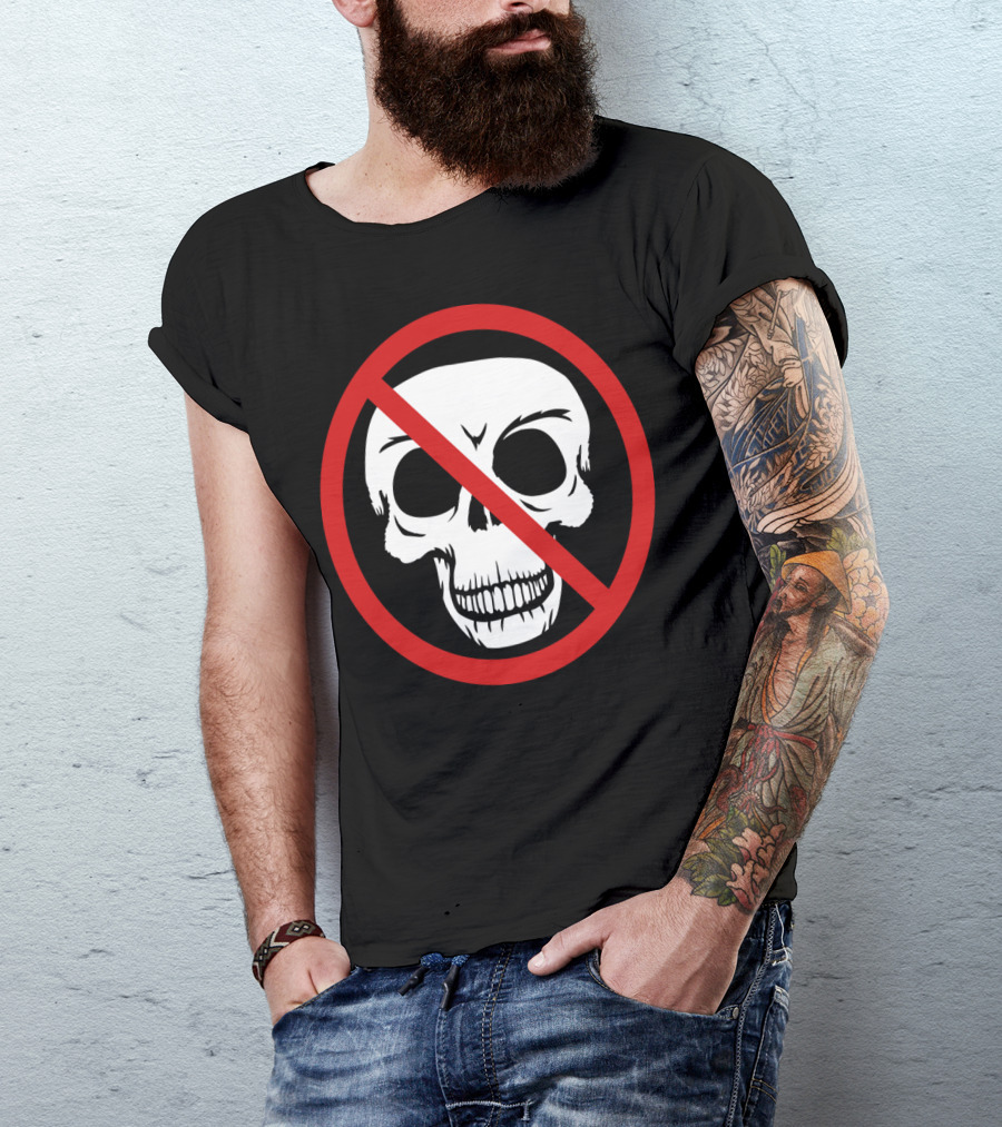 Forbidden Sign Symbol Crossed Skull Die T-Shirt