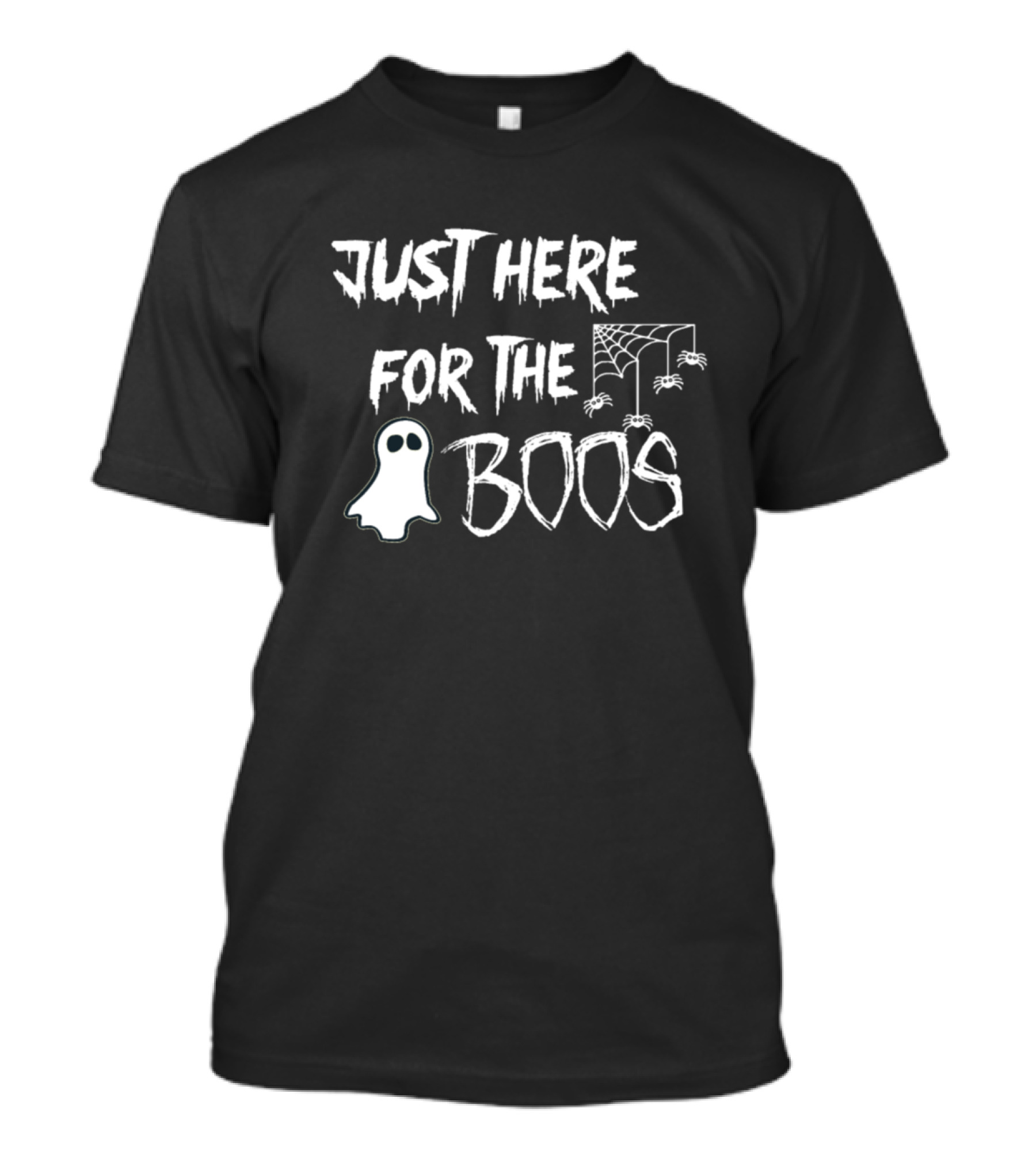 Just Here For The Boos Ghost And Spider Web Halloween T-Shirt