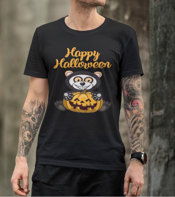 Happy Halloween Bear With Pumpkin Jack-o'-Lantern T-Shirt