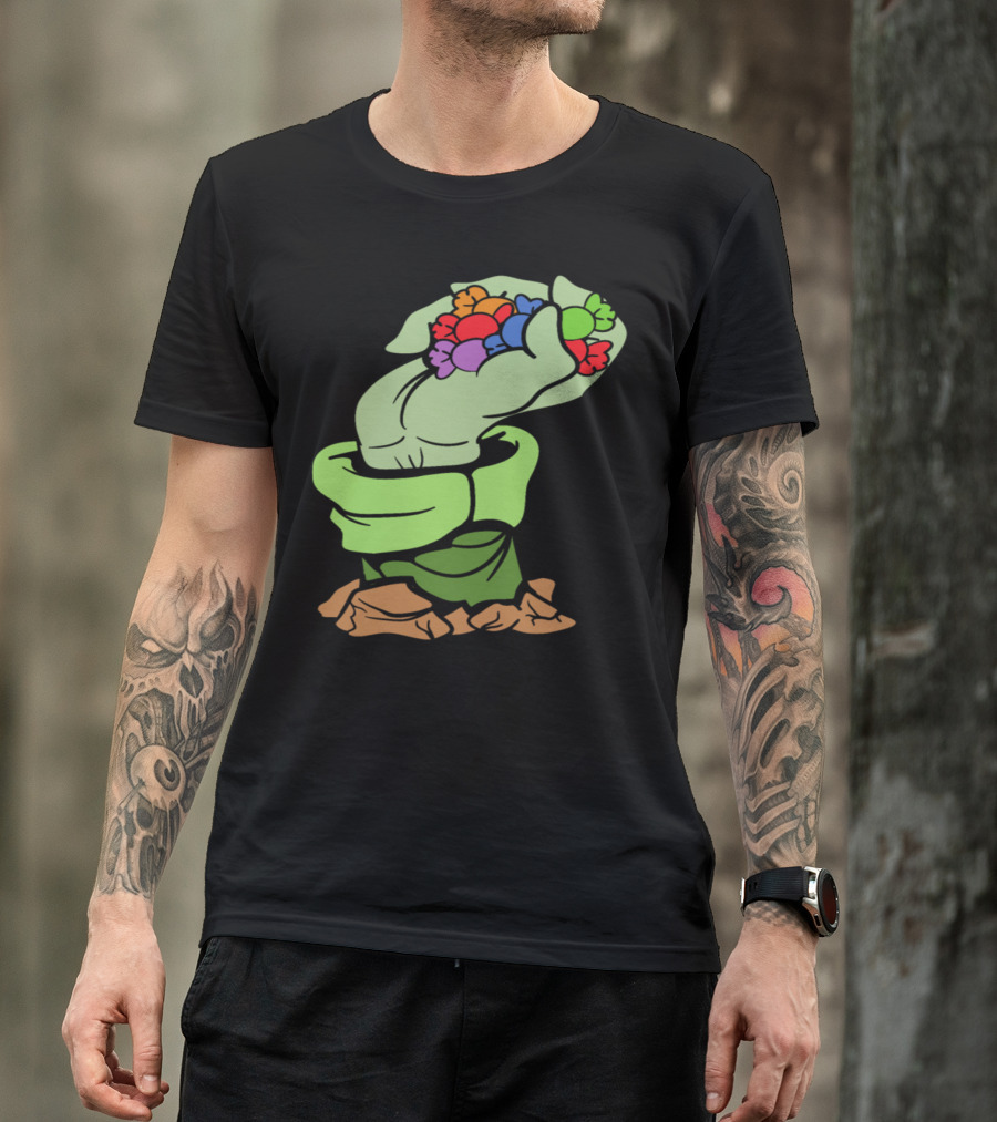 Halloween Candy Monster Zombie Hand Rising Horror T-Shirt
