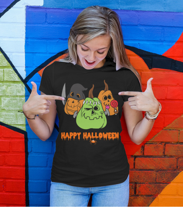 Happy Halloween Trick Or Treat Zombie Pumpkins Monster T-Shirt