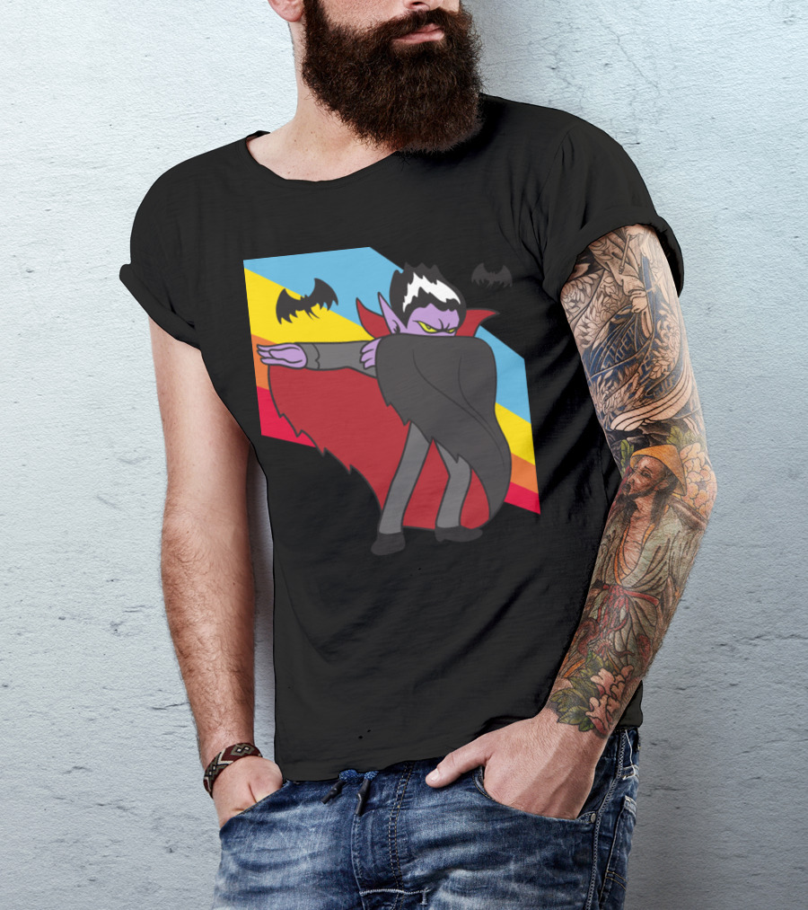Retro Vintage Dabbing Vampire Halloween Monster With Bat T-Shirt