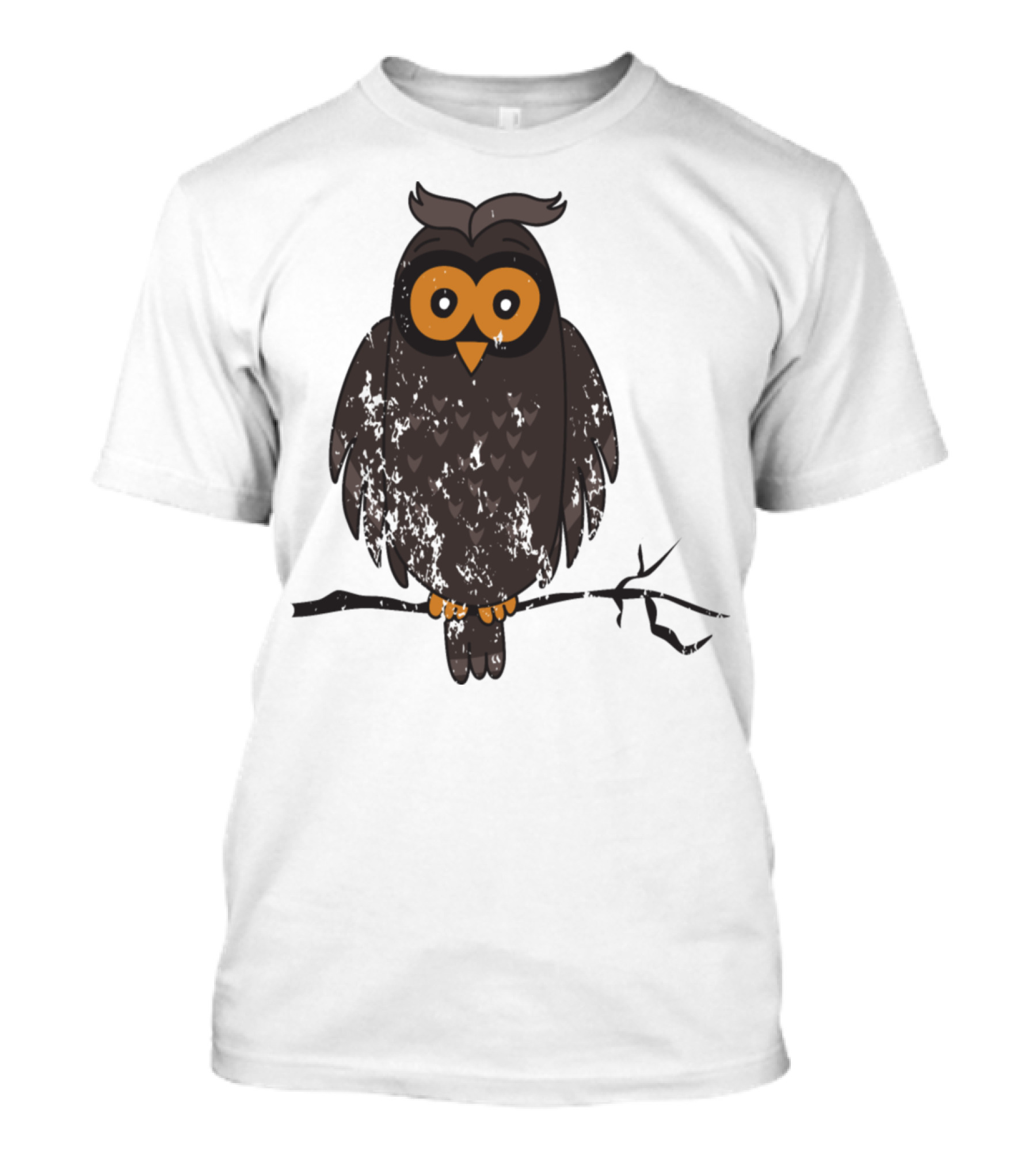 Retro Vintage Grunge Style Owl Birds Cute Cartoon Owl T-Shirt