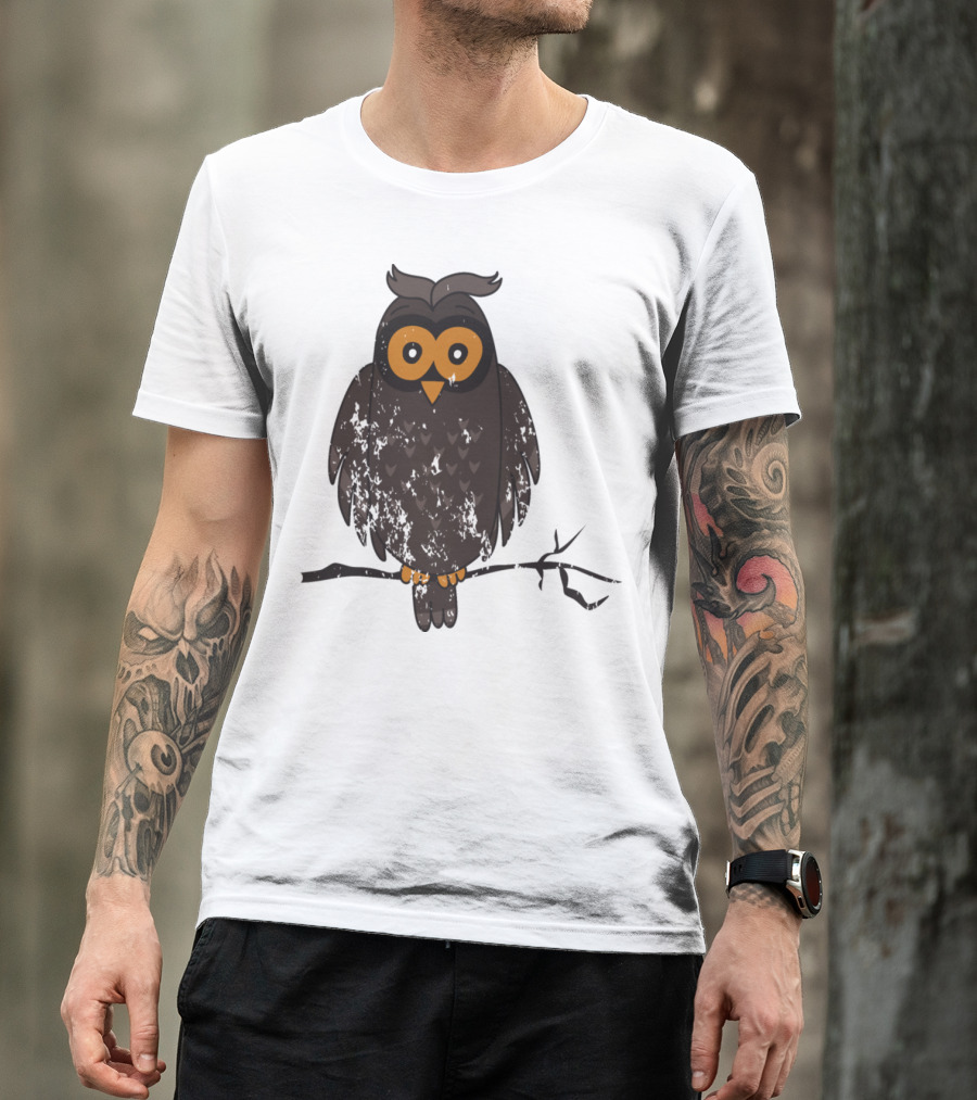 Retro Vintage Grunge Style Owl Birds Cute Cartoon Owl T-Shirt