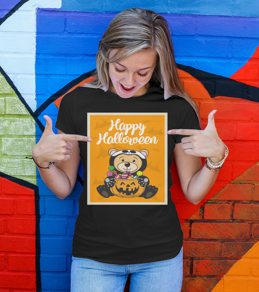 Happy Halloween Bear Pumpkin Candy Sweets T-Shirt
