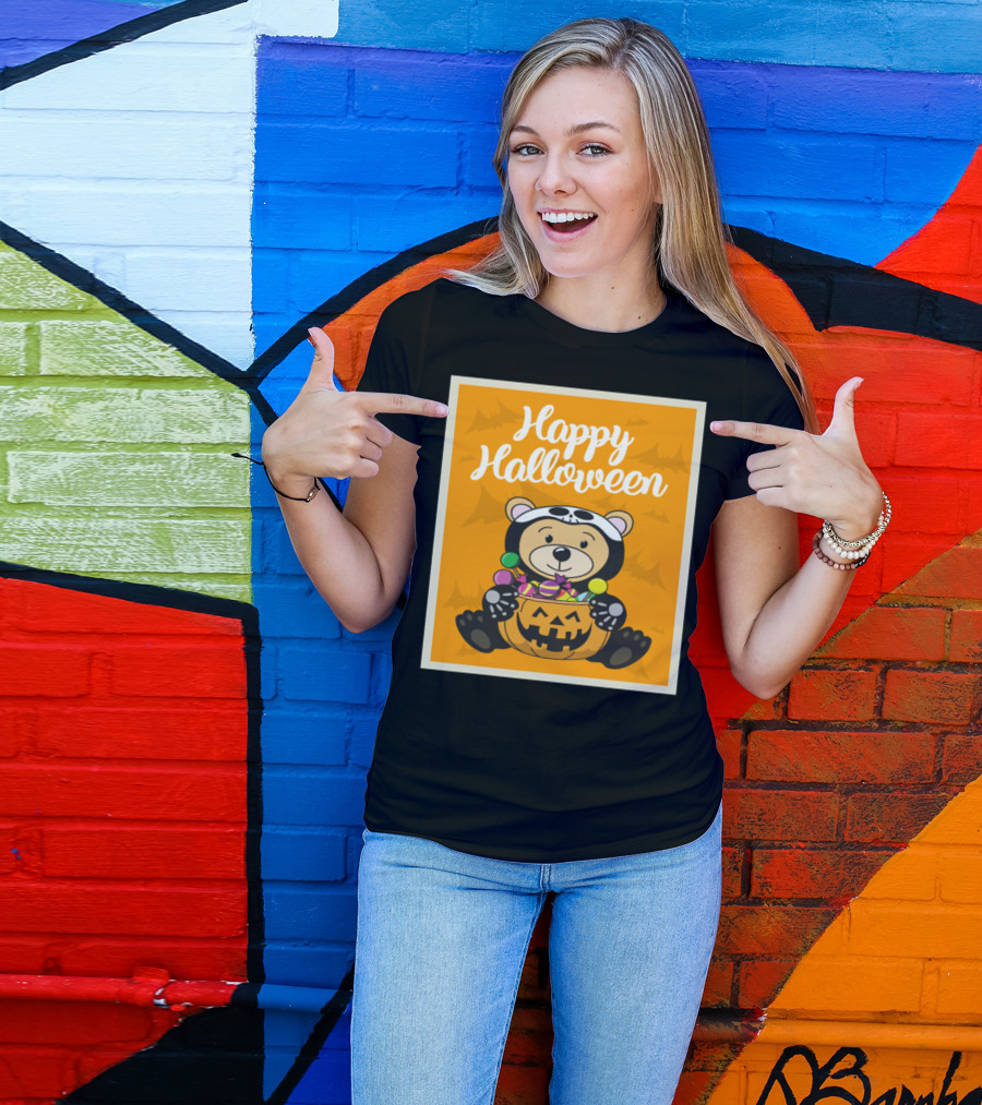 Happy Halloween Bear Pumpkin Candy Sweets T-Shirt