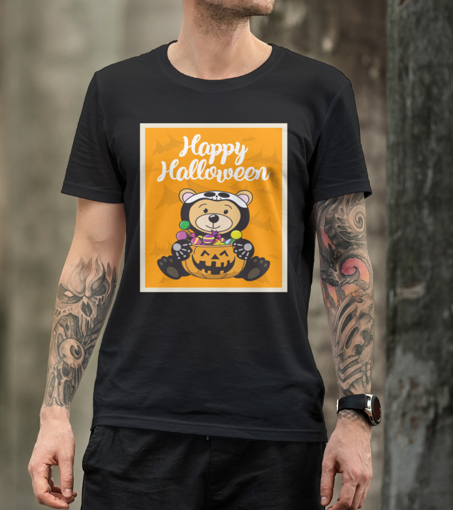Happy Halloween Bear Pumpkin Candy Sweets T-Shirt