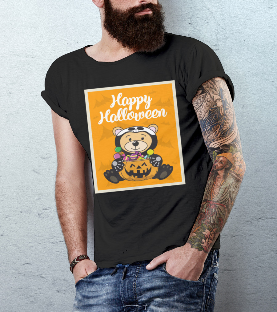 Happy Halloween Bear Pumpkin Candy Sweets T-Shirt