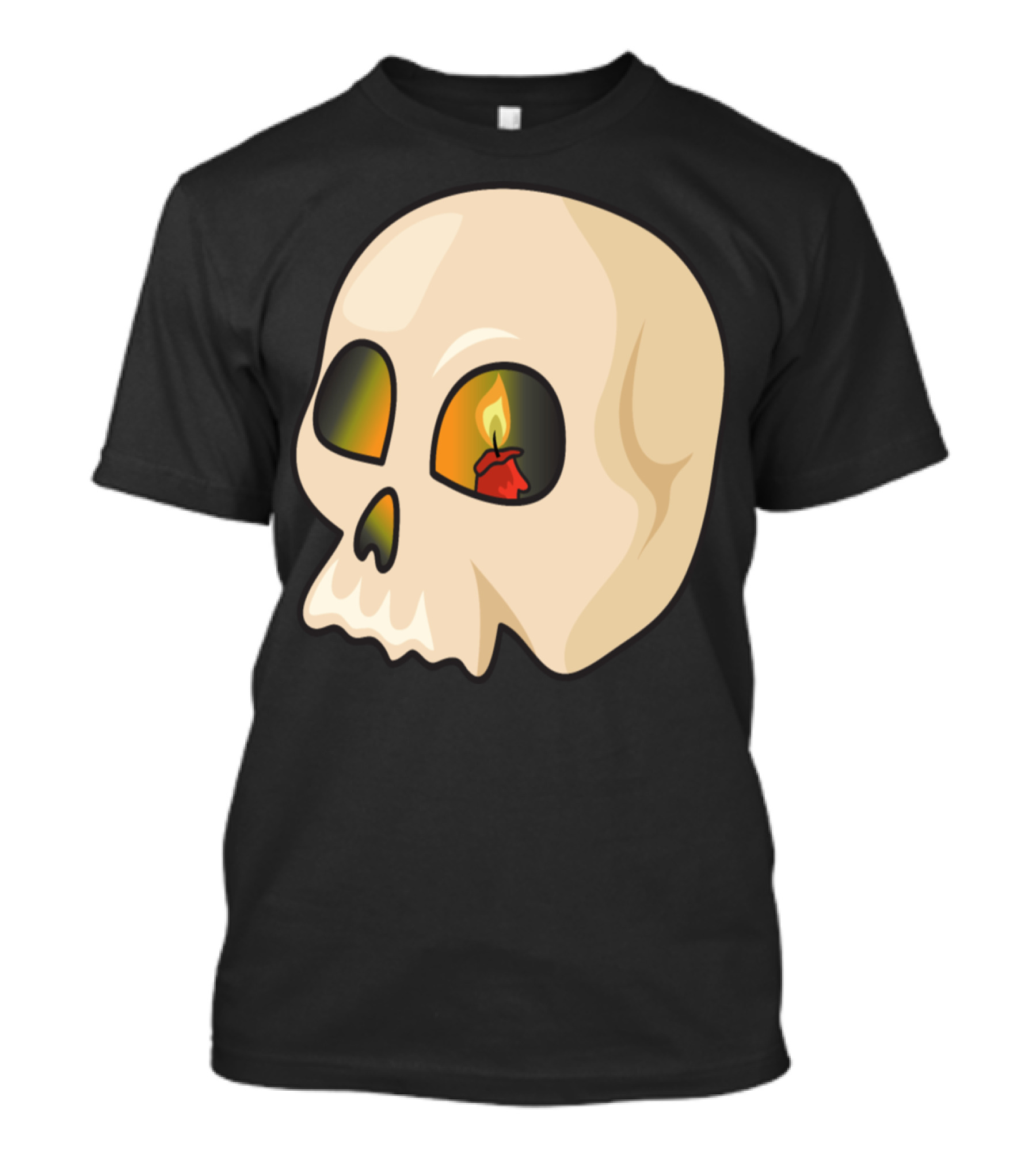 Happy Halloween Skull With Candle Flame Eyes T-Shirt