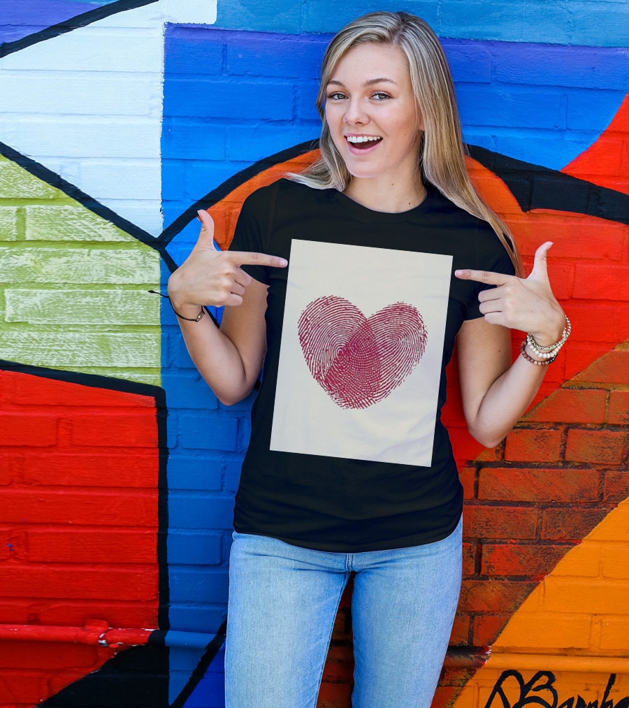 Fingerprint Heart Design Reflecting Love And Life T-Shirt