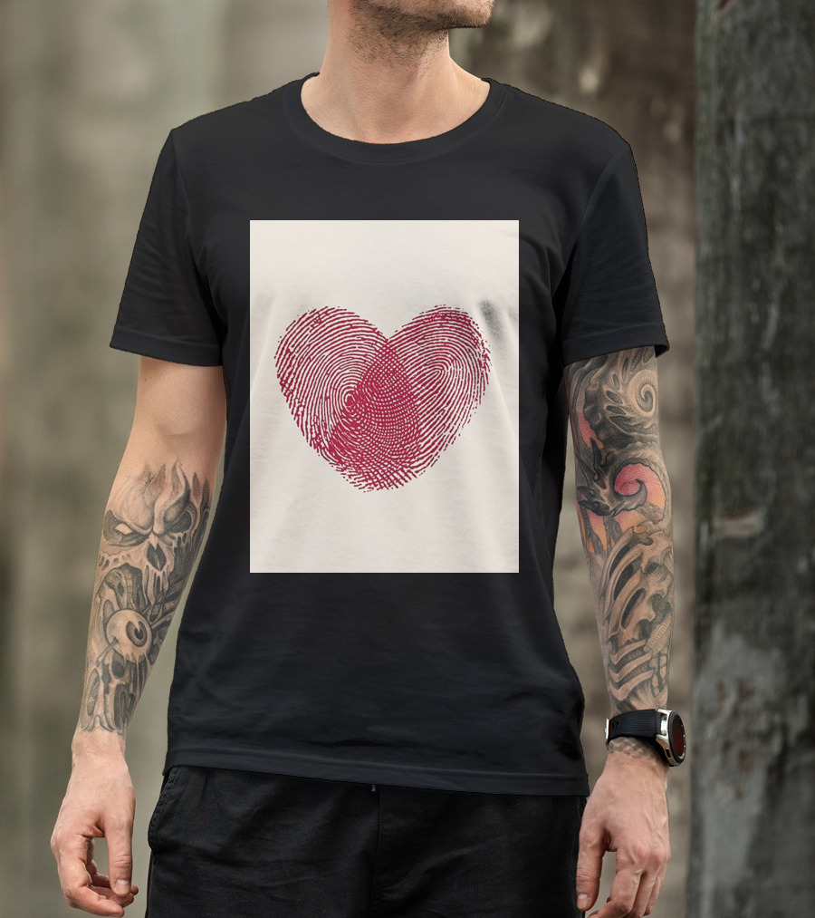 Fingerprint Heart Design Reflecting Love And Life T-Shirt