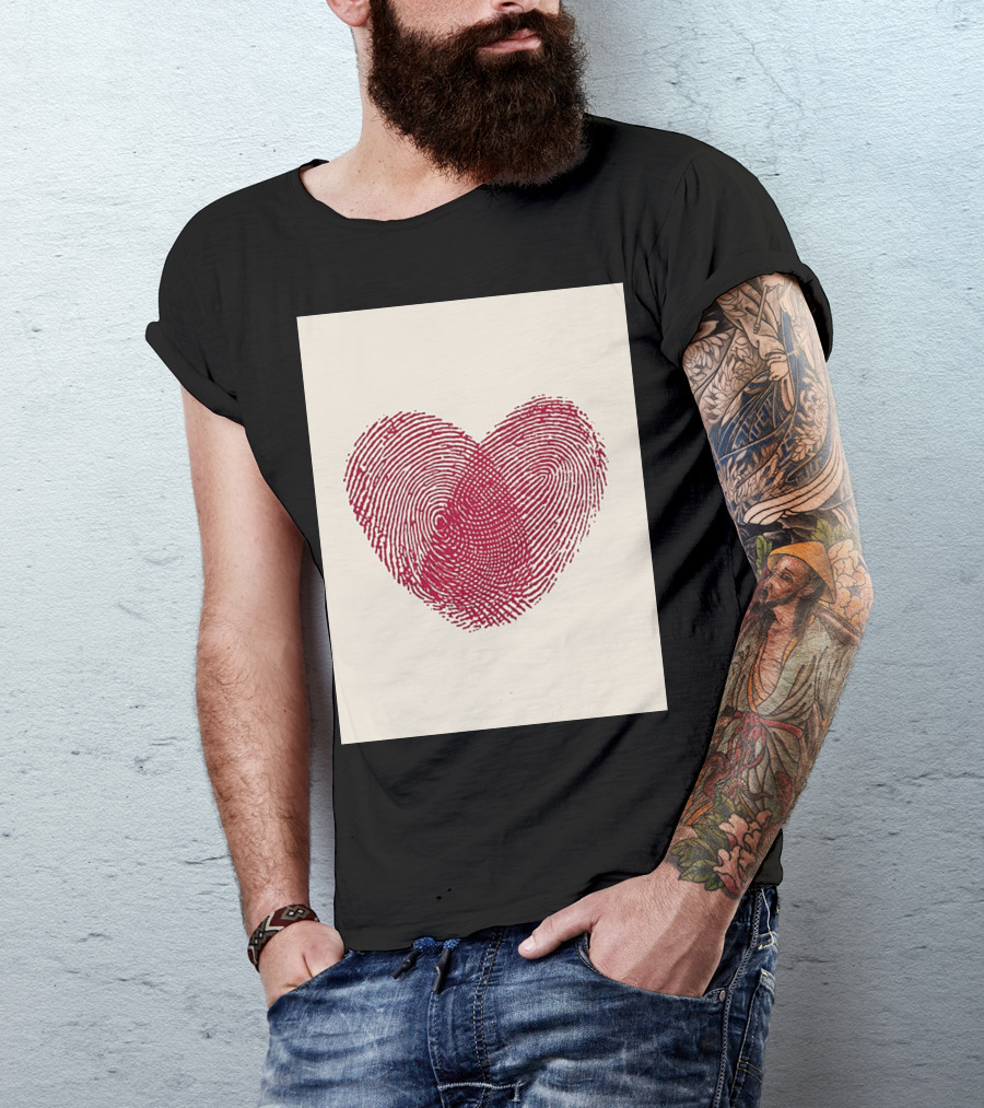 Fingerprint Heart Design Reflecting Love And Life T-Shirt