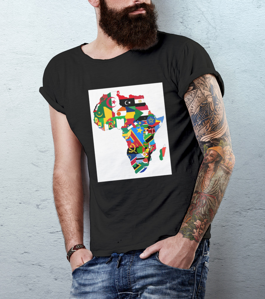 Flags Of The African Continent Map Collage T-Shirt