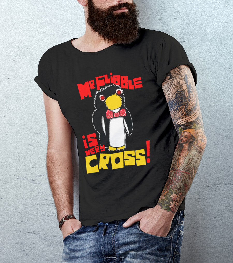 Mr Flibble Penguin Red Polka Dot Bow Tie Very Cross Text T-Shirt