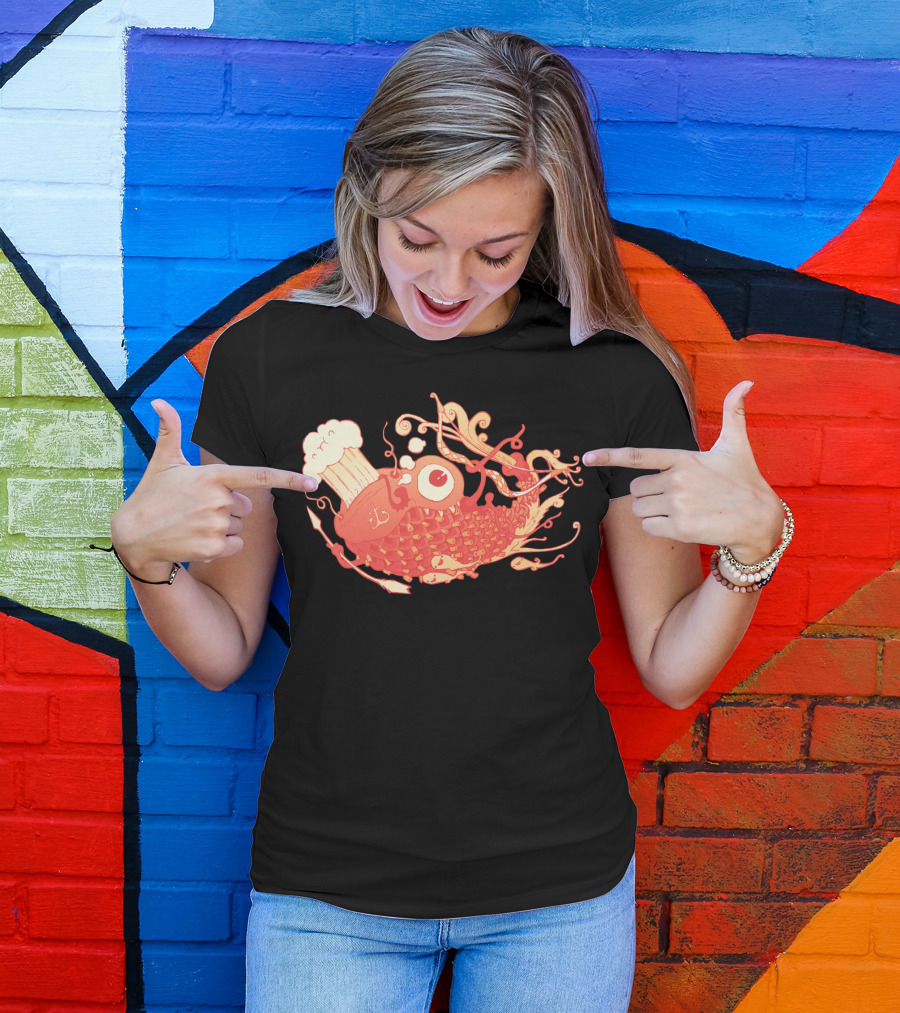 Japanese Red Carp Chef Hat Whimsical T-Shirt