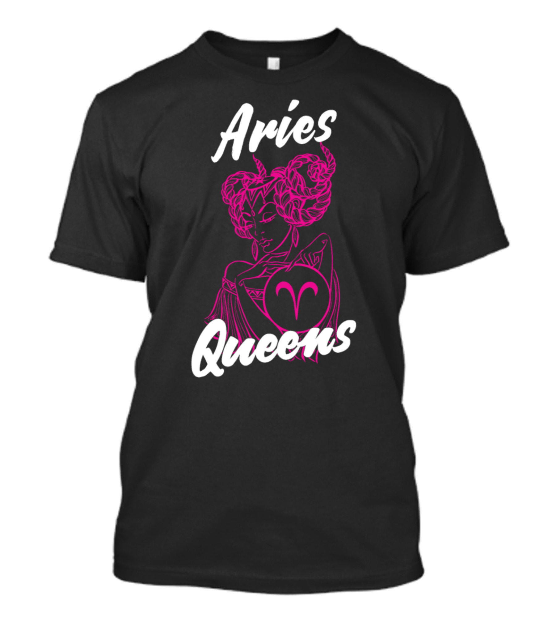 Aries Queens Zodiac Symbol With Regal Illustration Pink And White T-Shirt