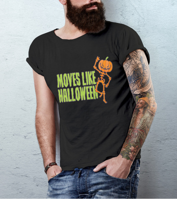 Moves Like Halloween Pumpkin Dancer Skeleton T-Shirt