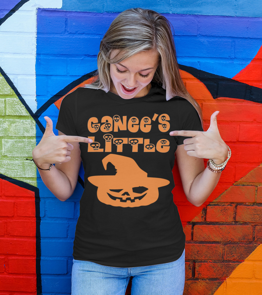 Ganees Little Pumpkin Halloween Skull Lettering Jack-O'-Lantern T-Shirt