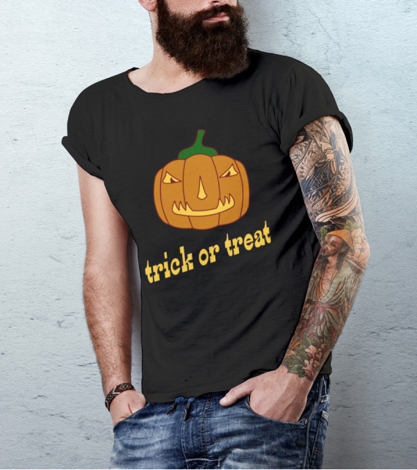 Trick Or Treat With Spooky Pumpkin Face For Halloween T-Shirt