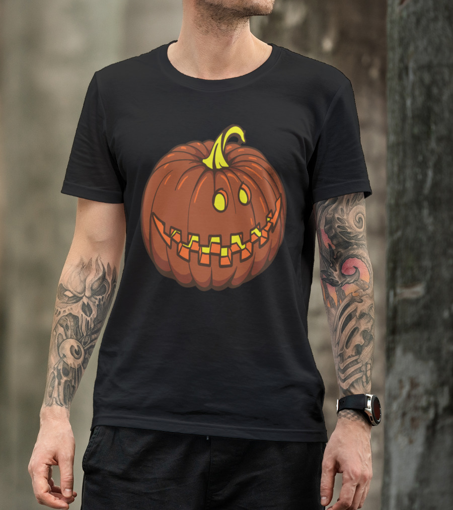 Halloween Cartoon Pumpkin With Smiley Face T-Shirt
