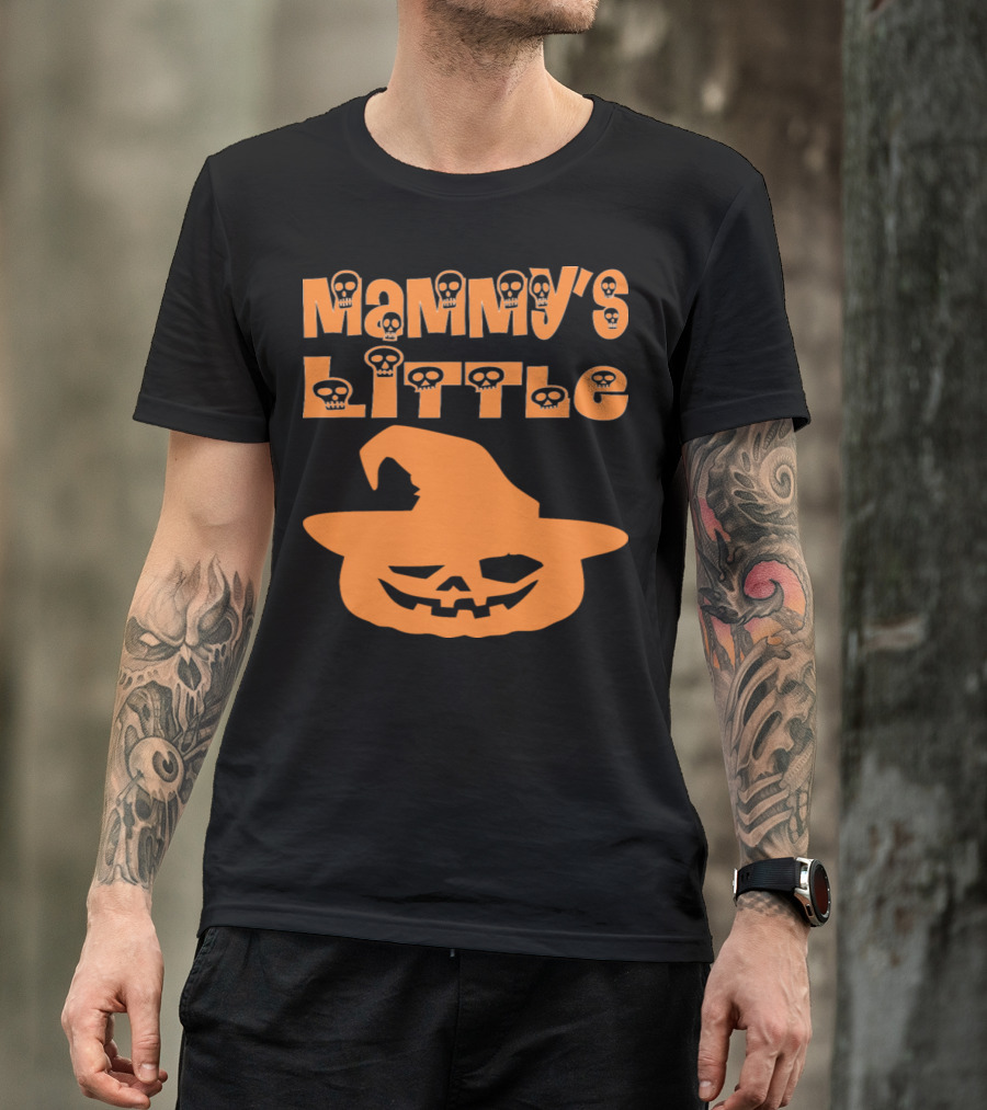 Mammy's Little Pumpkin With Skulls And Witch Hat Jack-o'-Lantern T-Shirt