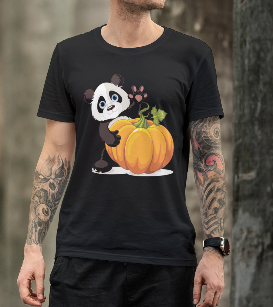Panda And Pumpkin Halloween Cute Keeper T-Shirt