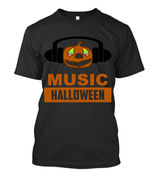 Music Halloween Pumpkin With Headphones T-Shirt
