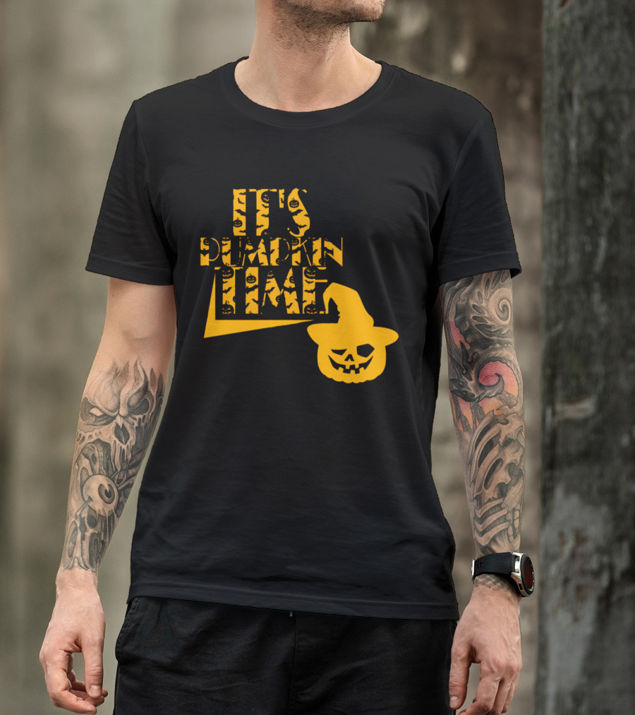 It's Pumpkin Time Halloween Jack-O'-Lantern With Witch Hat T-Shirt