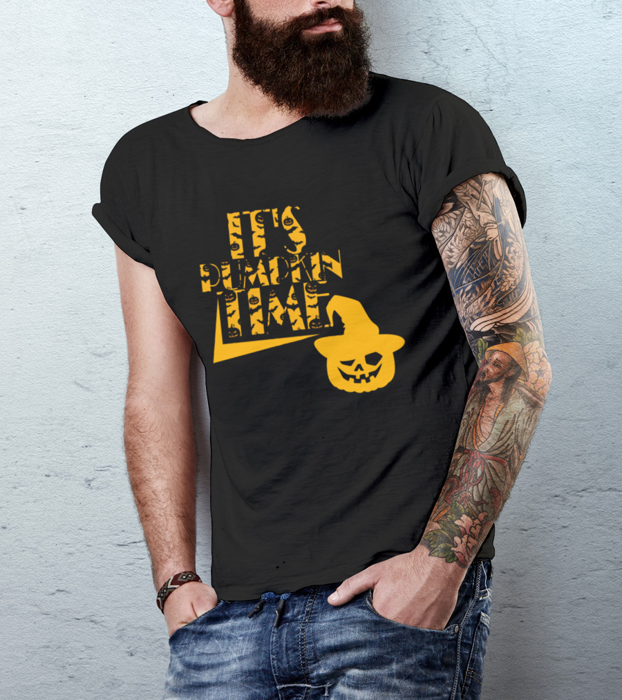 It's Pumpkin Time Halloween Jack-O'-Lantern With Witch Hat T-Shirt