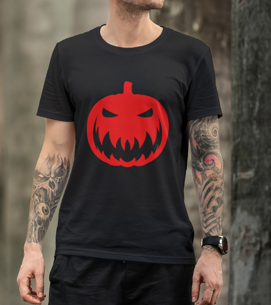 Creepy Red Jack-O'-Lantern Pumpkin Halloween T-Shirt