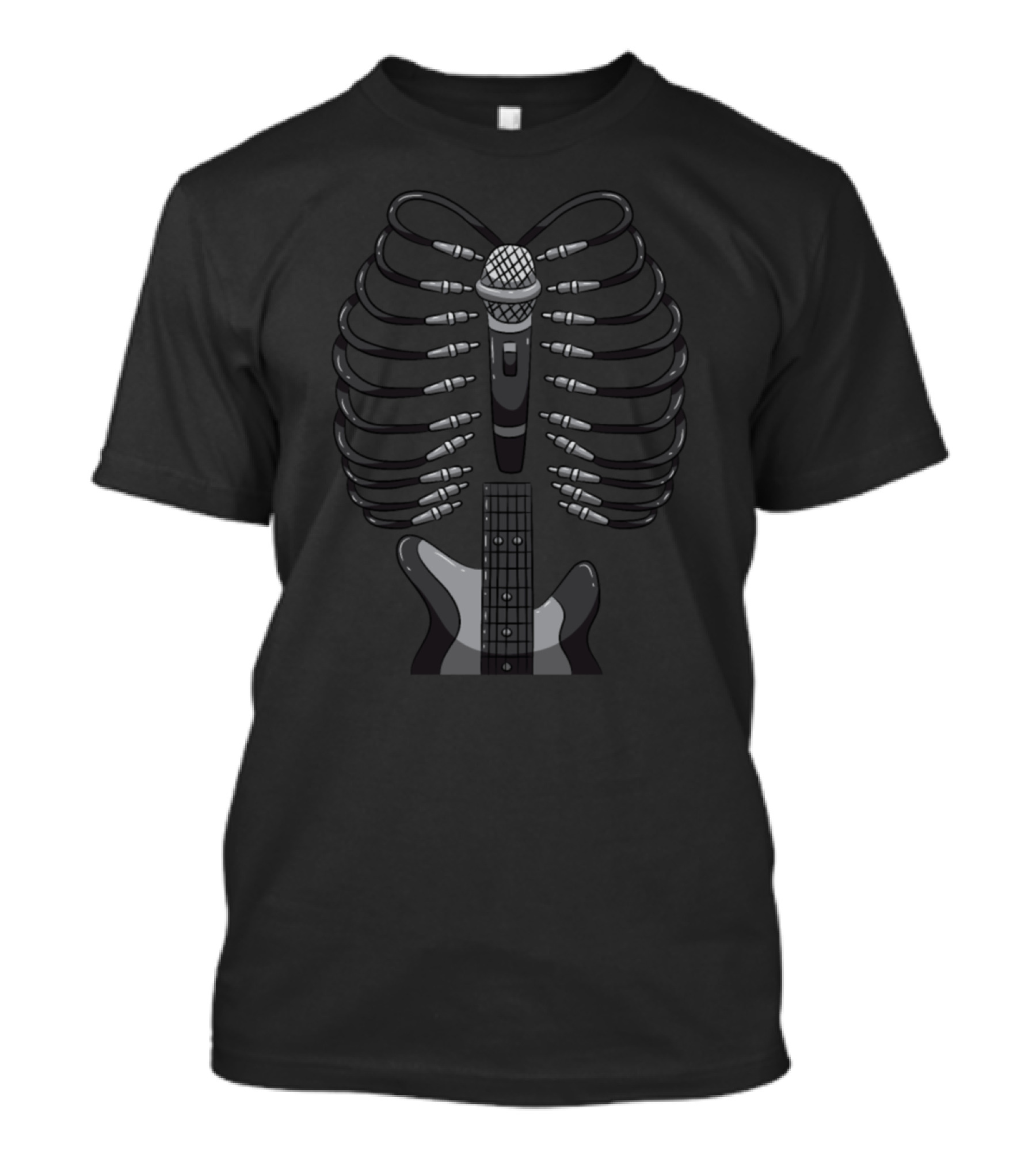 Skeleton Ribcage With Guitar And Microphone Made Of Cables T-Shirt