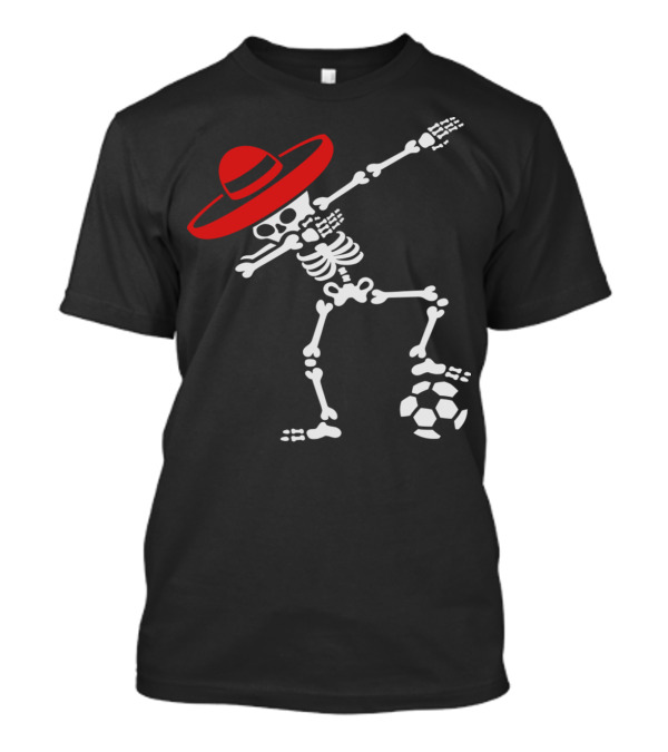 Mexico Dabbing Skeleton Sombrero Soccer Football T-Shirt