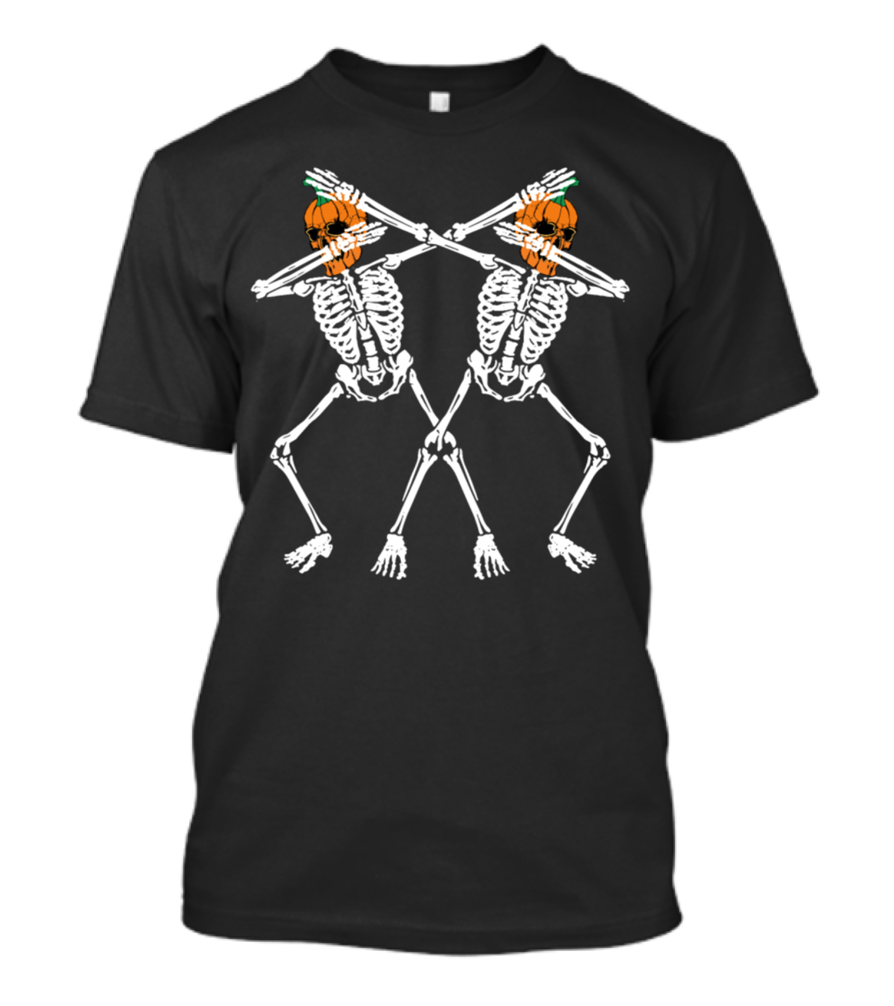 Funny Dabbing Skeleton Pumpkin Dance Duo T-Shirt