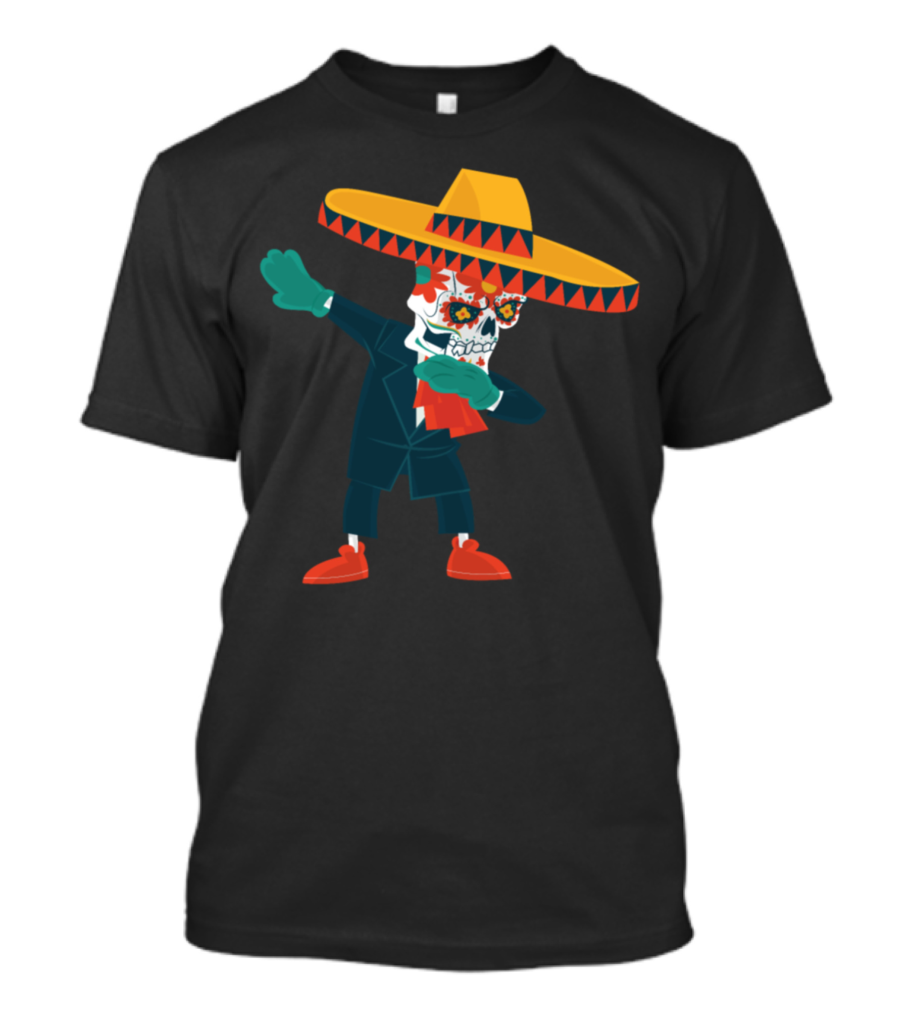 Sugar Skull Skeleton Dab Sombrero T-Shirt