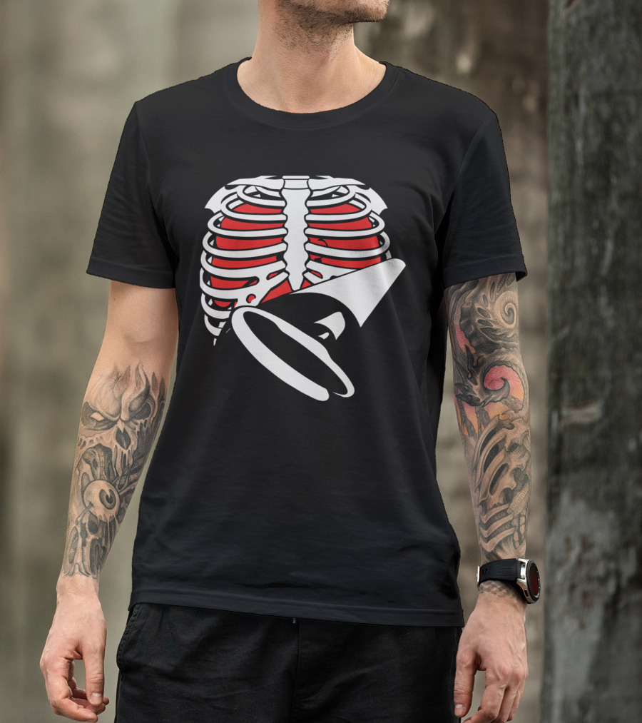 Skeleton Key Bones Chest Ribs Megaphone T-Shirt