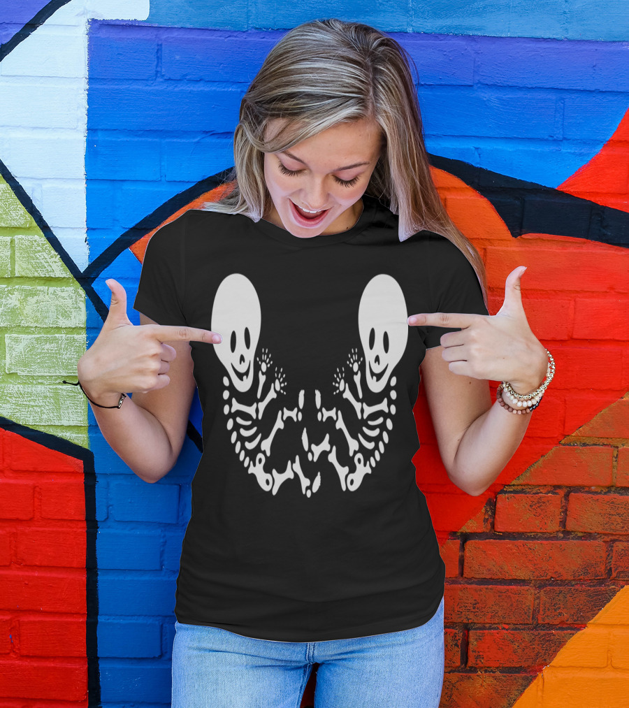 Halloween Skeleton Twins Baby Maternity T-Shirt