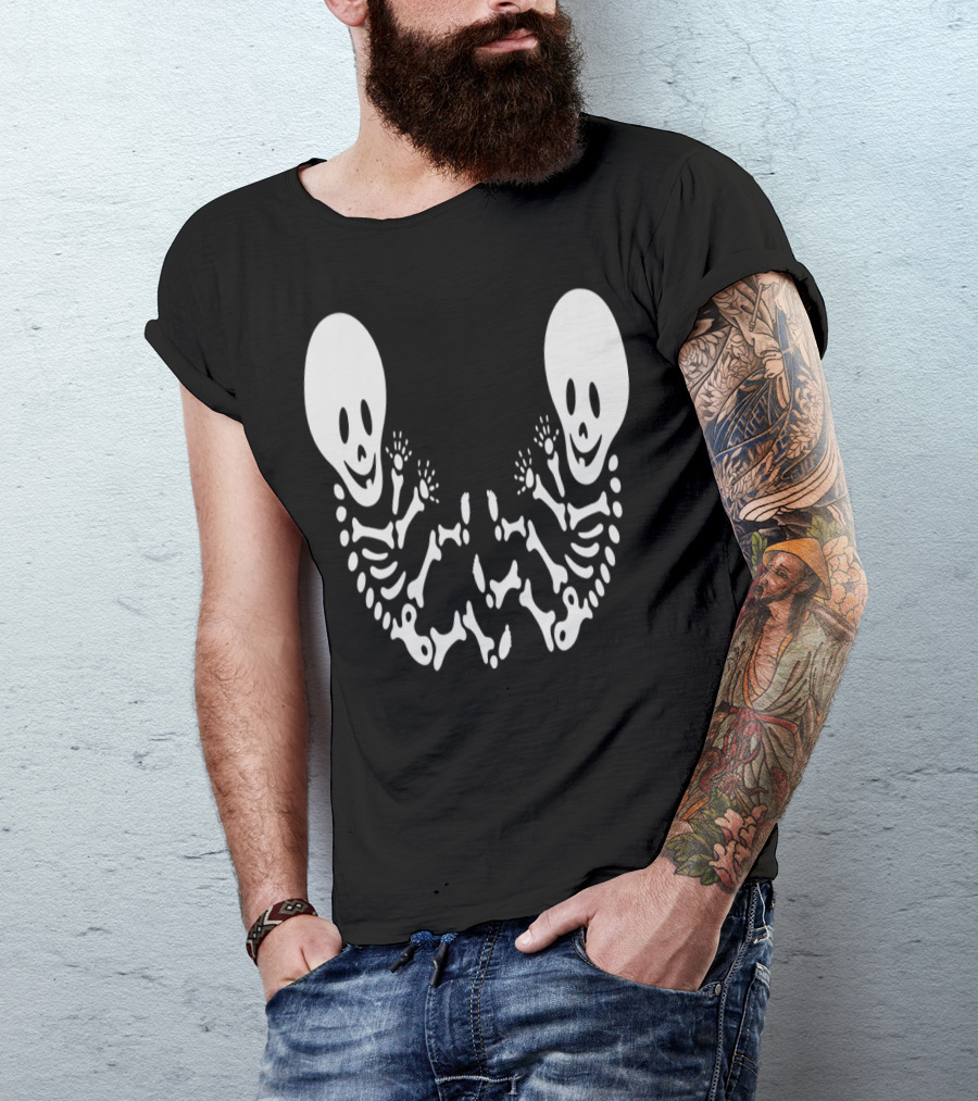Halloween Skeleton Twins Baby Maternity T-Shirt