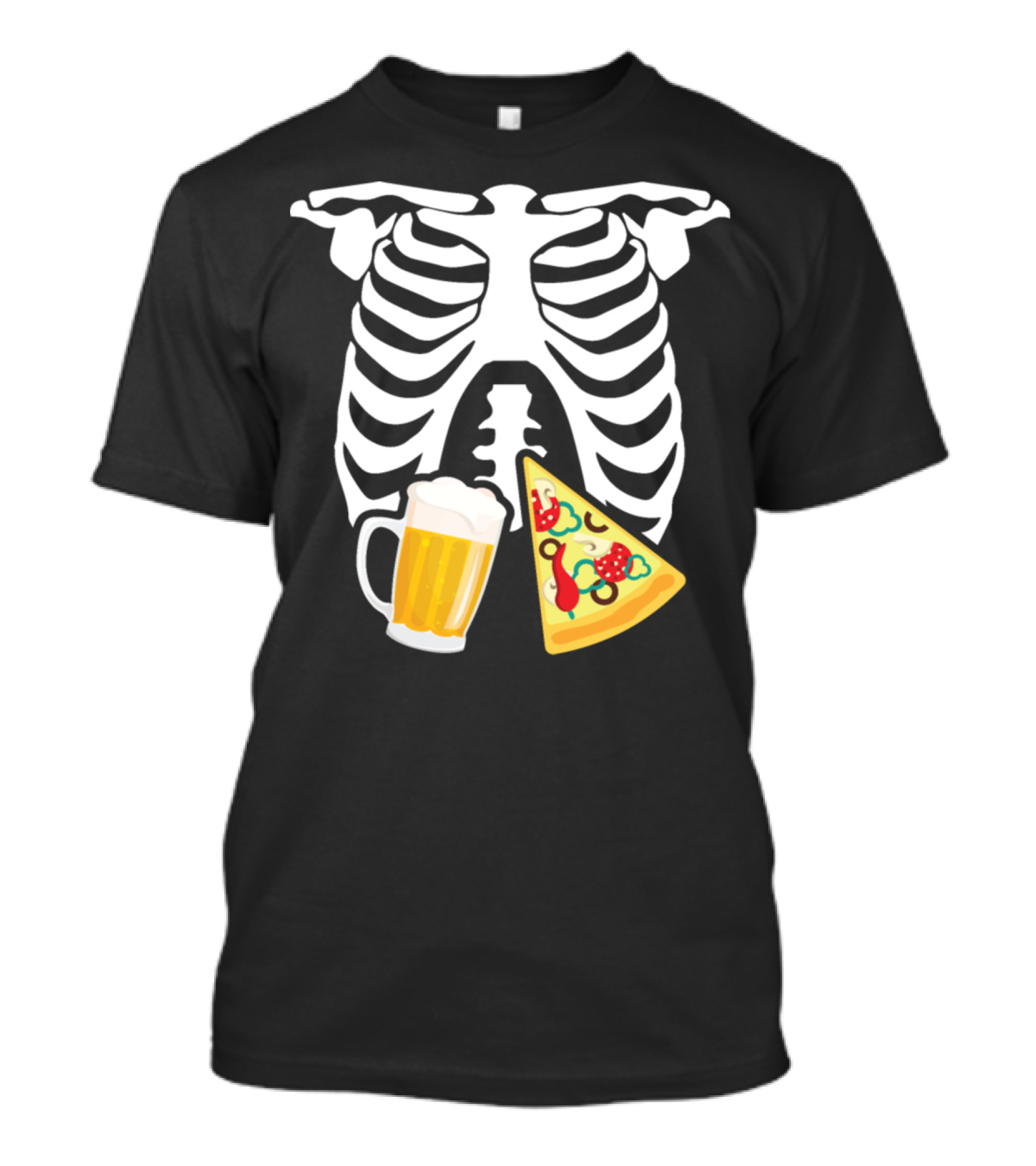 Pizza And Beer Skeleton Ribcage Mug And Slice T-Shirt