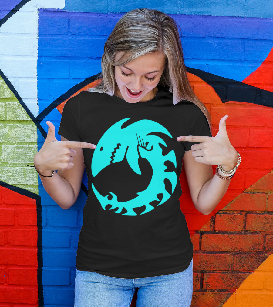 Shark Aqua Colored Skeleton Native Animal Circular T-Shirt