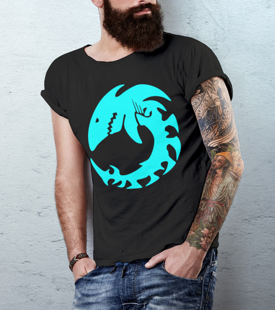 Shark Aqua Colored Skeleton Native Animal Circular T-Shirt