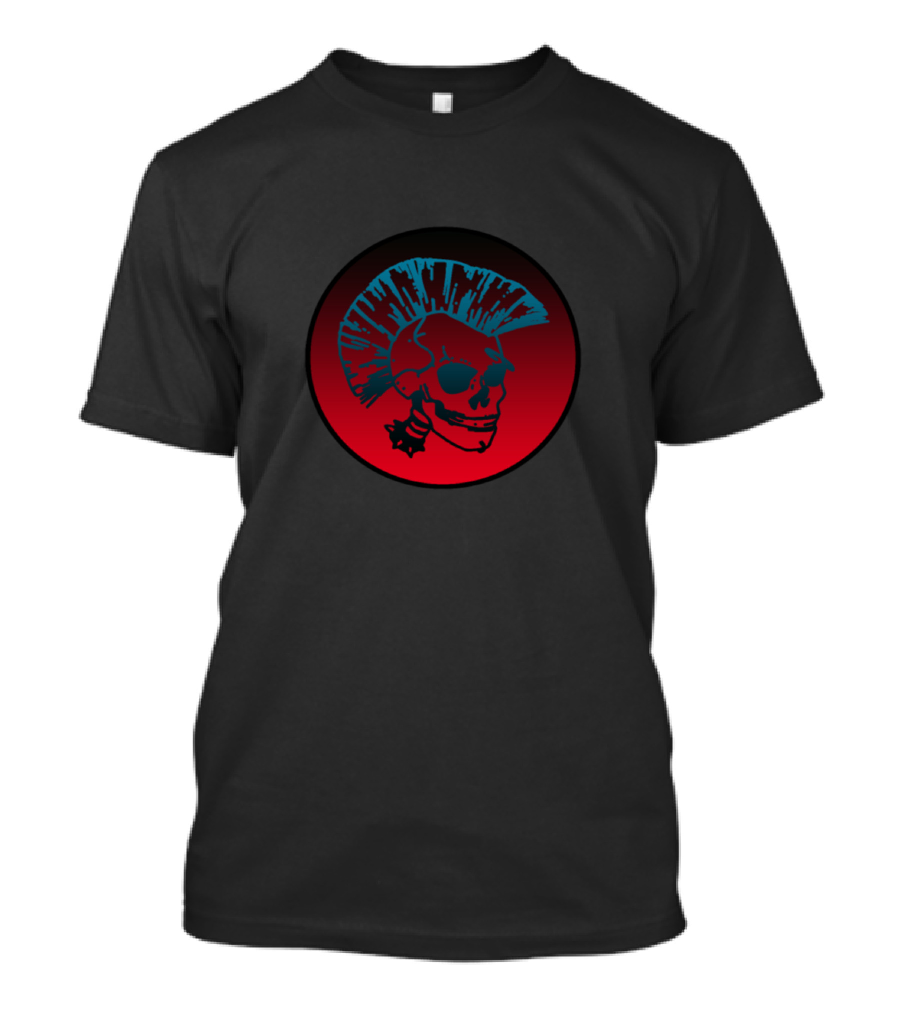 Skull Iroquois Punk Rock Skeleton Circle T-Shirt