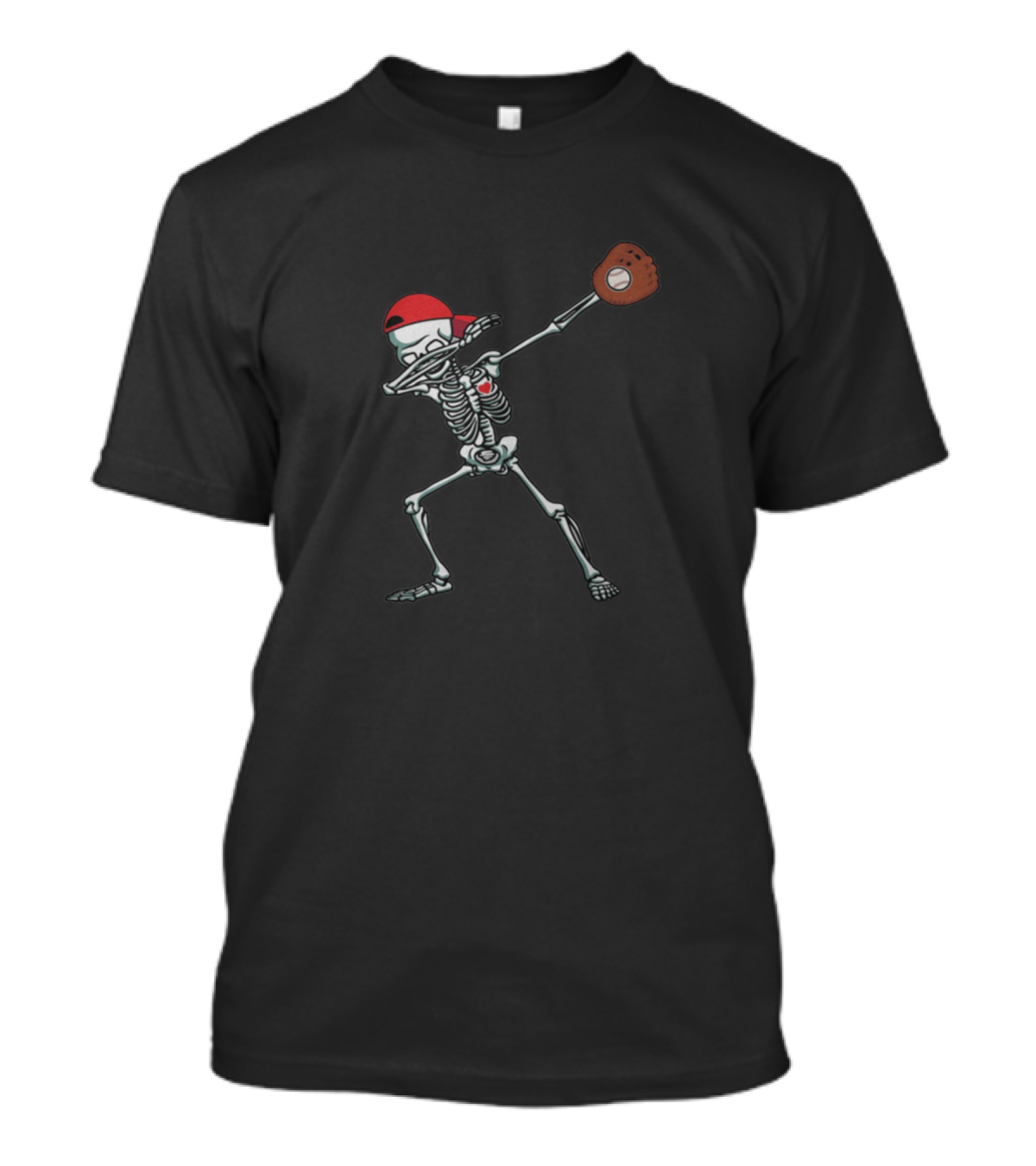 Halloween Skeleton Dabbing Baseball Player With Glove And Cap T-Shirt